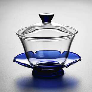 玻璃三才盖碗茶杯单个家用泡茶碗带盖大号不烫手耐高温