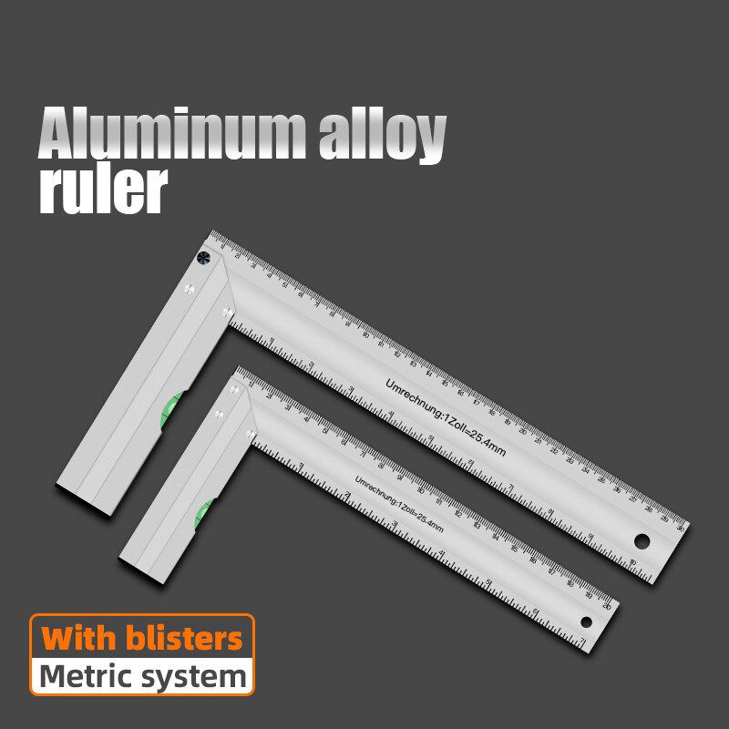 铝合金角尺90度拐尺高精度直角尺木工专用金属量角器带水泡角度尺