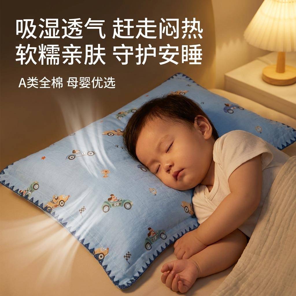 全棉双层纱布透气枕套纯棉儿童宝宝乳胶枕芯套2026新款单个枕头套图片
