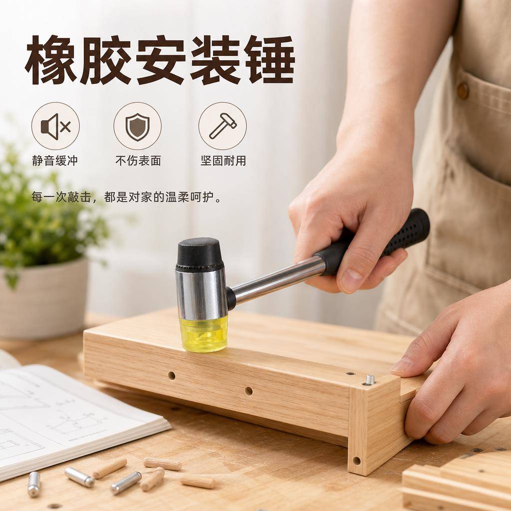 橡胶锤小锤子橡皮锤实心胶皮安装锤拓印敲打锤贴地板瓷砖橡胶榔头