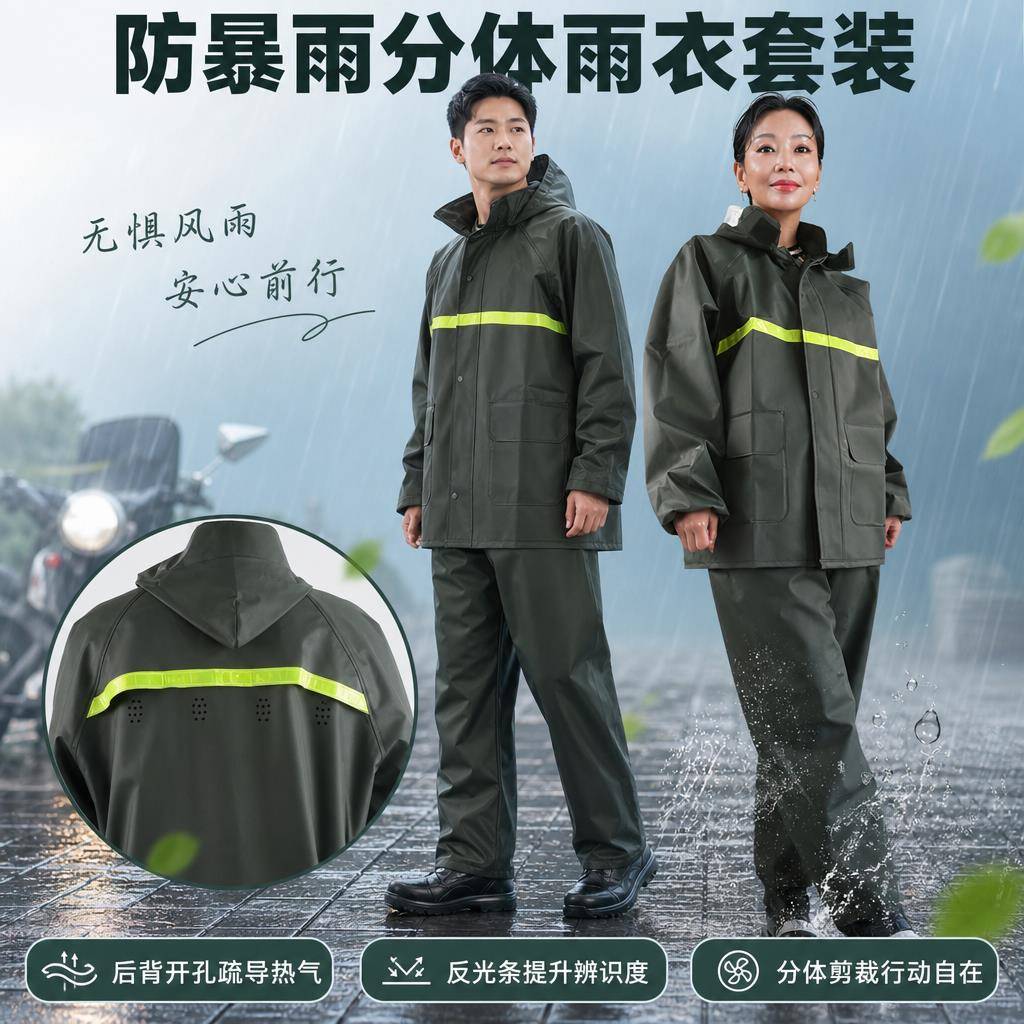 雨衣雨裤套装防暴雨男女通用两件式户外送快递外送雨服全身电动车