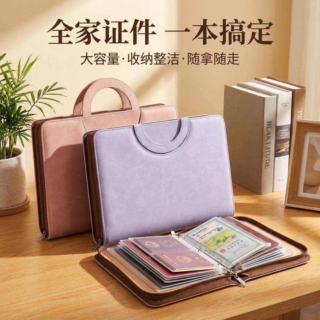家庭证件收纳包家用孕妇产检宝宝资料档案整体可手提大容量收纳册