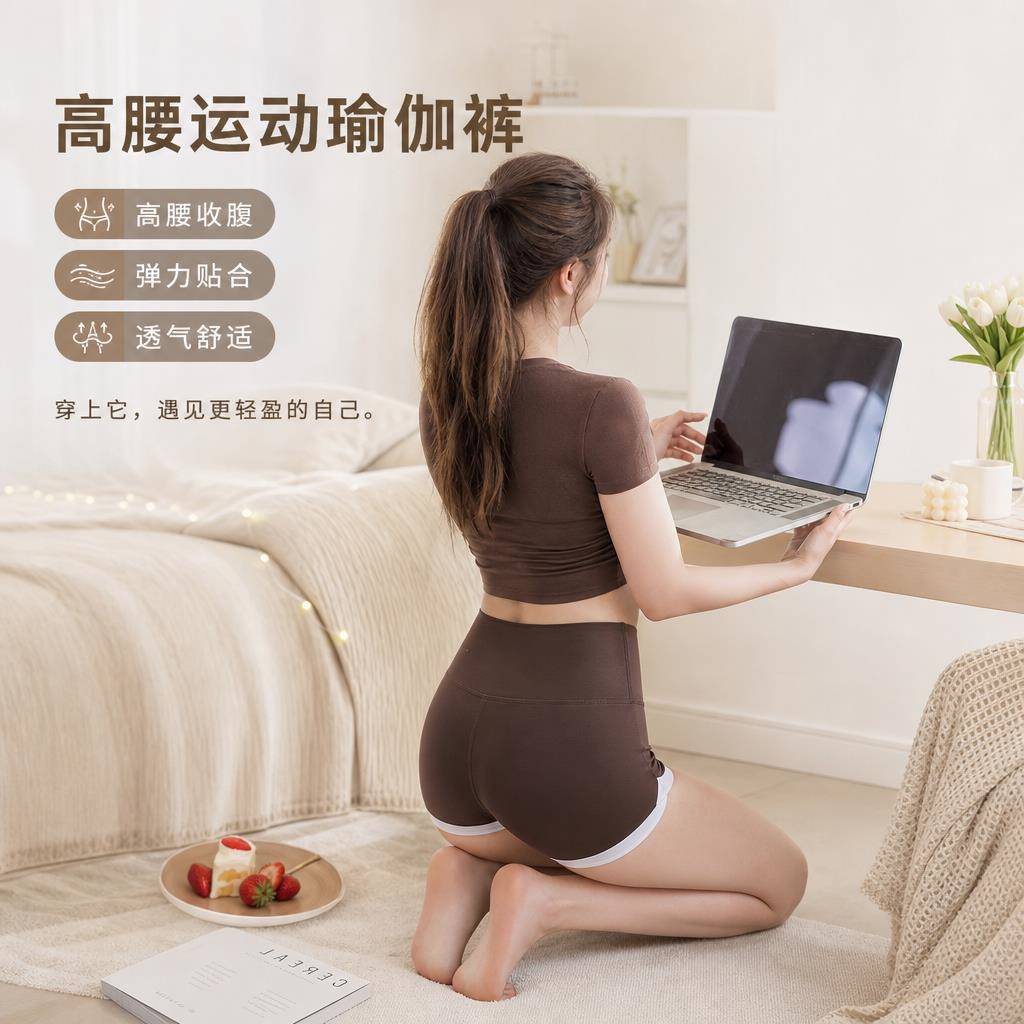 夏天薄款翘臀瑜珈裤女高腰提臀收腹显瘦裸感高弹外穿蜜桃臀健身裤