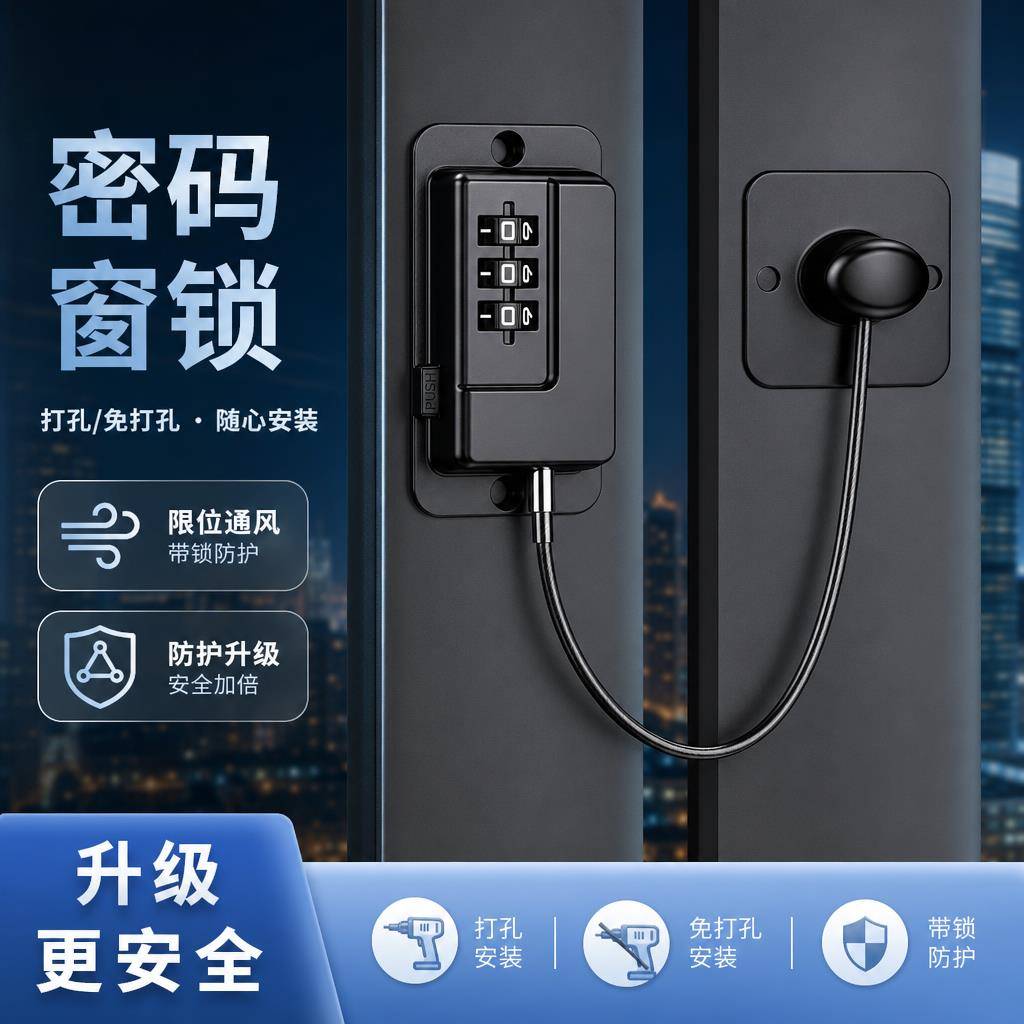 推拉外开窗儿童防护锁高层防坠限位器窗户锁扣防止小孩攀爬开窗
