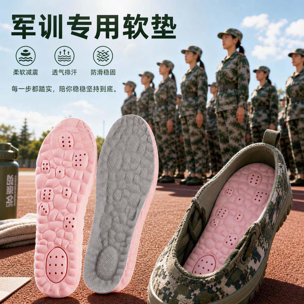 女生军训专用鞋垫运动吸汗防臭软底舒适防痛久站不累踩屎感夏季软