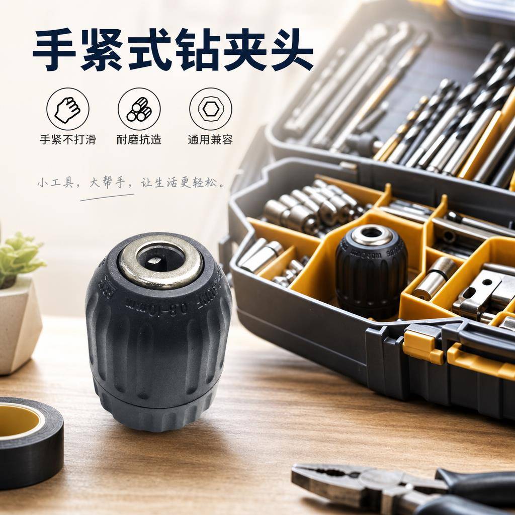 手电钻夹头棘轮自锁紧手枪钻配件大全金属通用快拆快速转换头接头