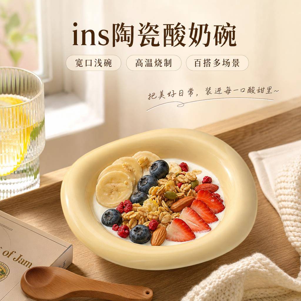 陶瓷沙拉碗酸奶碗麦片早餐甜品碗餐具水果盘小精致异形饭碗意面盘
