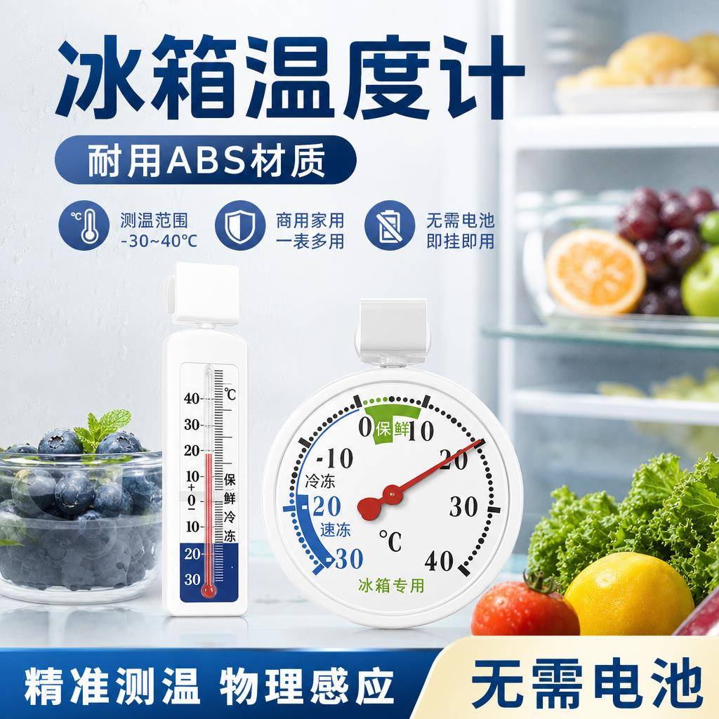冰箱温度计留样冰柜专用温度显示器食品留样内置精准测温温湿度表