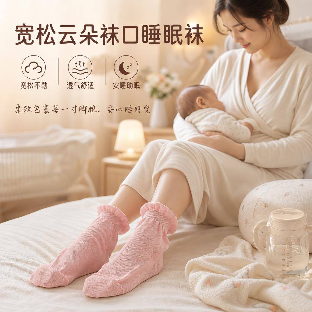 宽松口睡眠专用袜子女桑蚕丝羊毛保暖孕妇月子袜老人晚上睡觉穿的