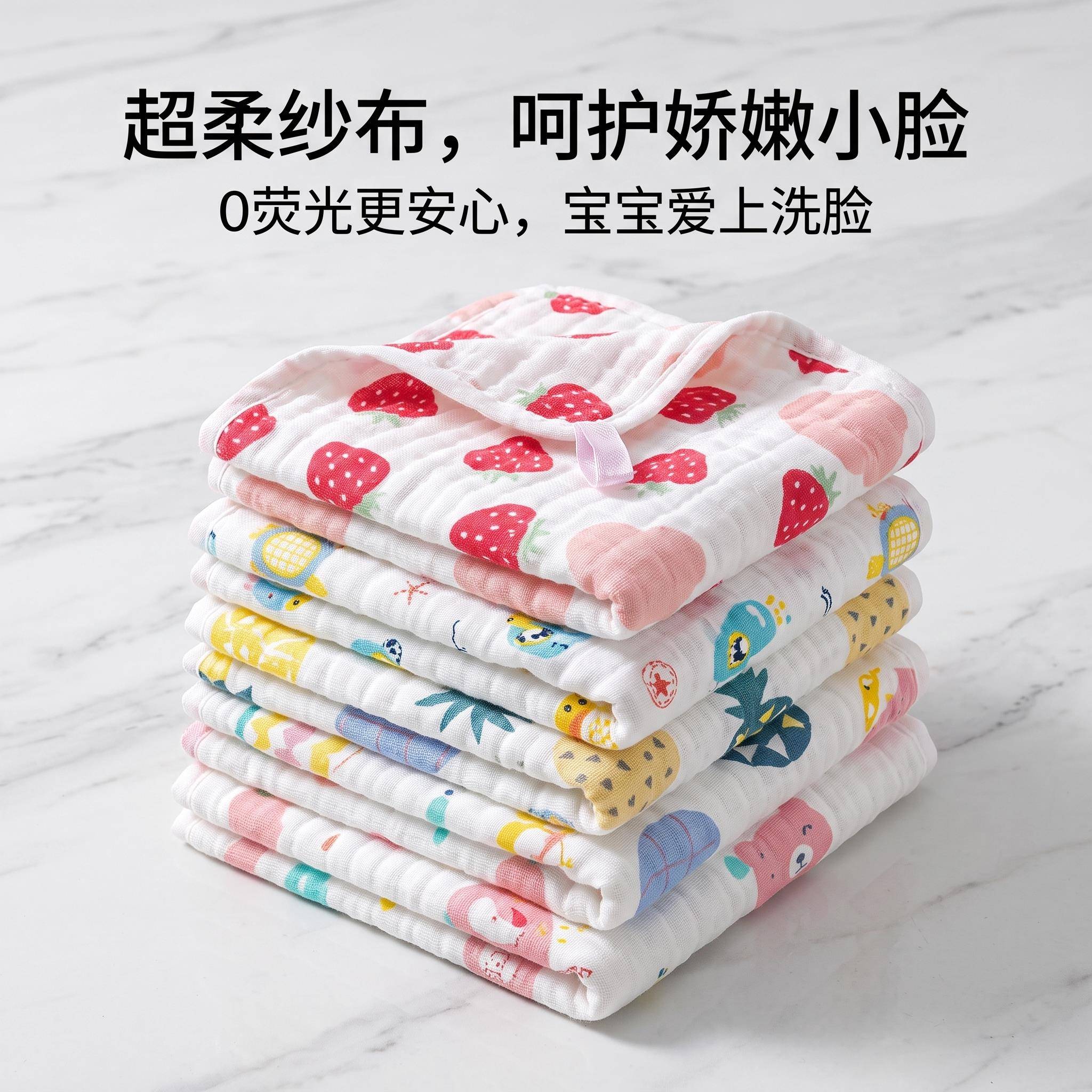 儿童洗澡洗脸专用小毛巾高密纱布幼儿园宝宝擦手小方巾擦手口水巾