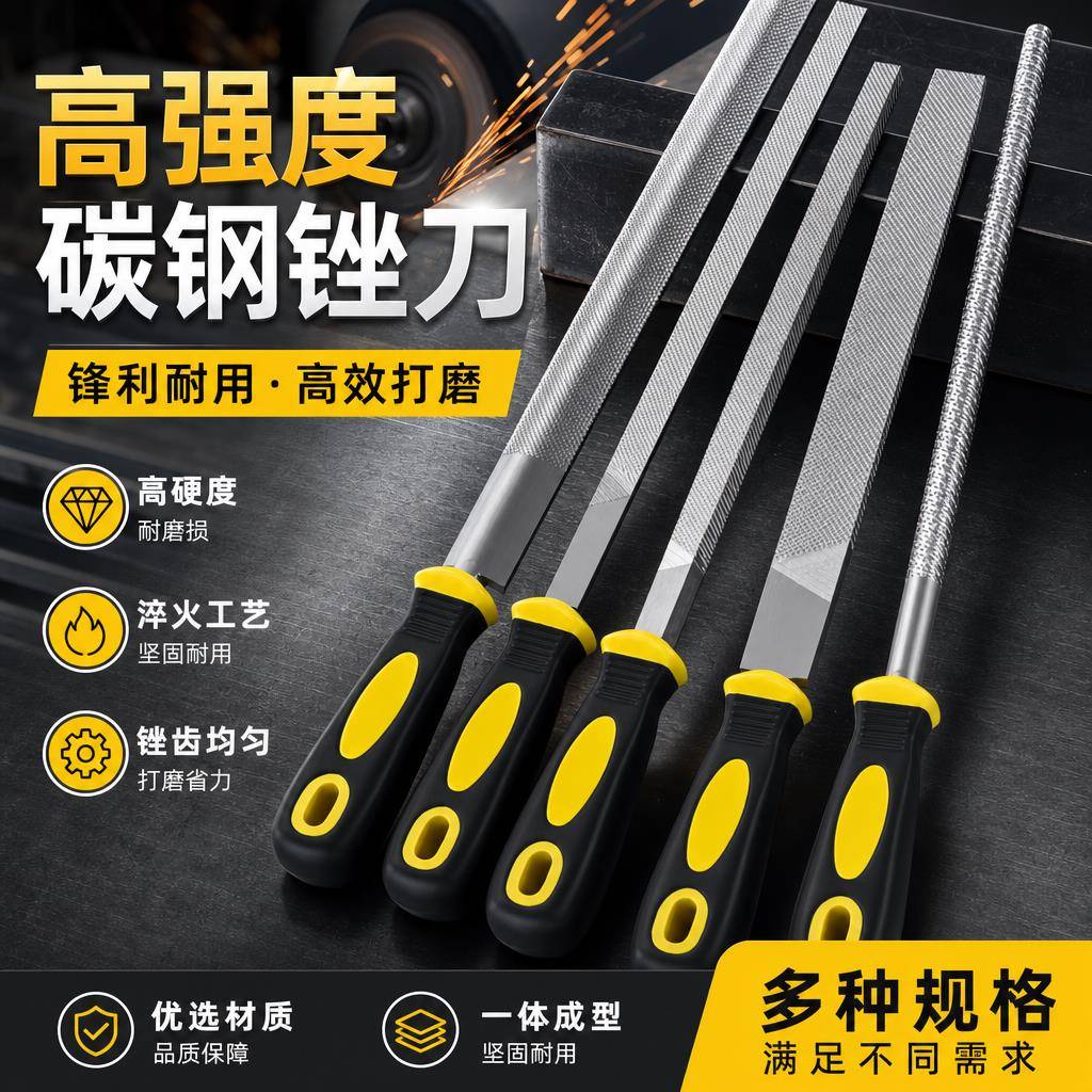 锉刀钢锉金属木工矬子圆锉搓刀平锉扁锉半圆三角钳工挫刀打磨工具
