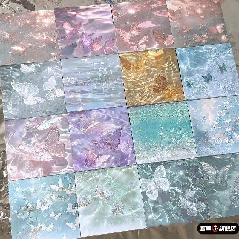 梦幻唯美油画蝴蝶便利贴高颜值星空ins凤留言有粘性学生便利贴手账