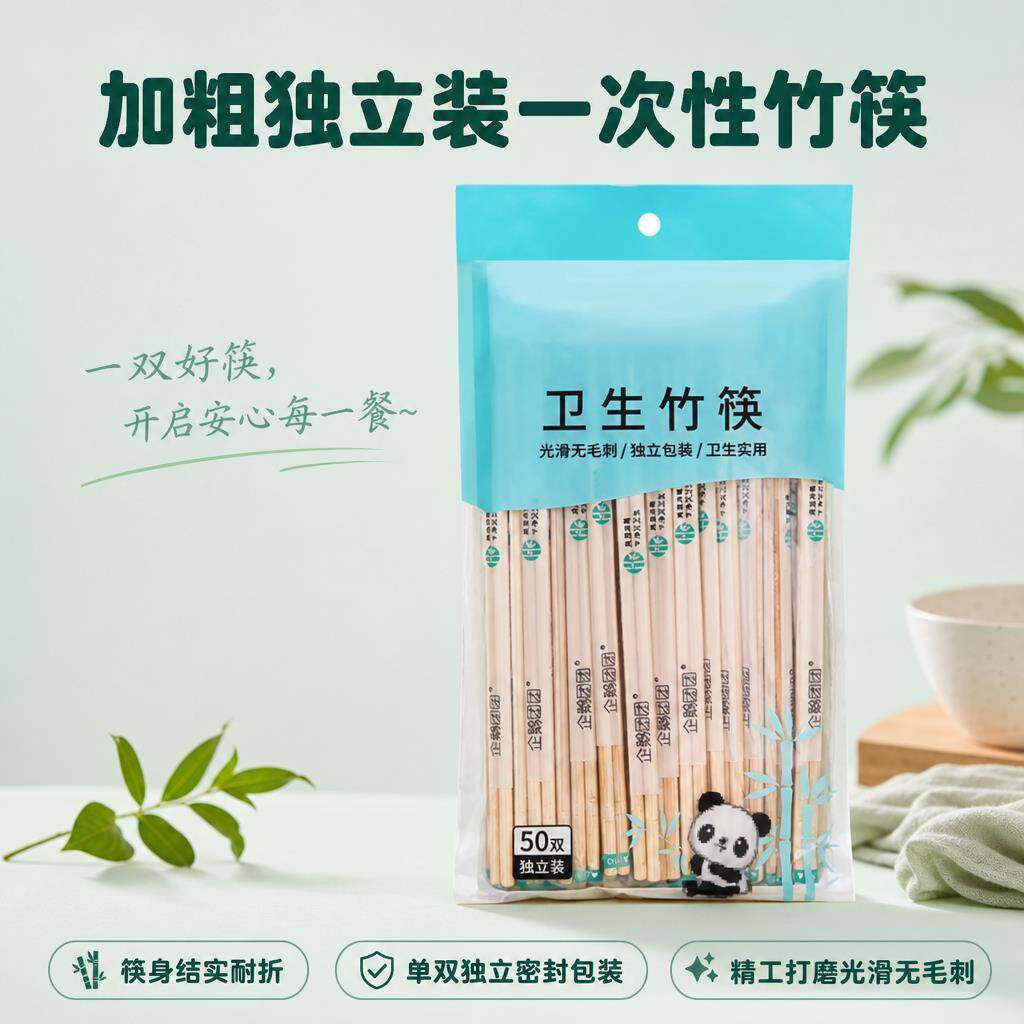 一次性筷子高品质无毛刺家用饭店外卖专用天削竹筷方便卫生独立装