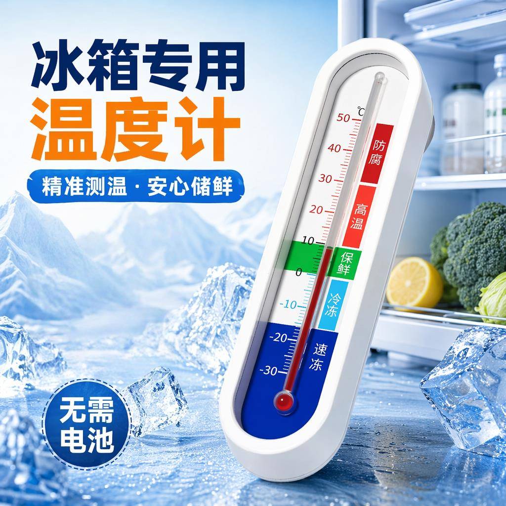 冰箱冰柜专用低温温度计食品留样柜冰箱内置小型长效稳定测温仪表