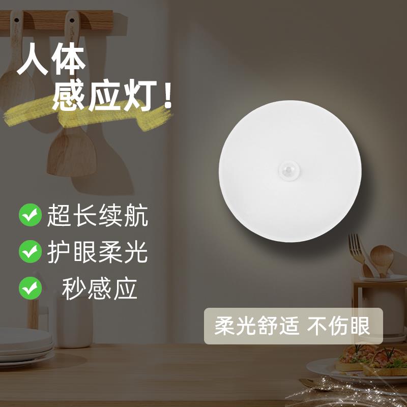 人体感应灯夜间自动亮灯家用走廊过道厕所智能声控充电小夜灯床头