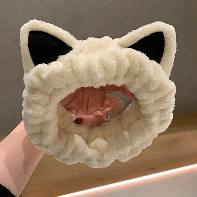 可爱猫耳朵束发带女洗脸敷面膜发箍简约百搭头饰毛绒头箍2025头巾