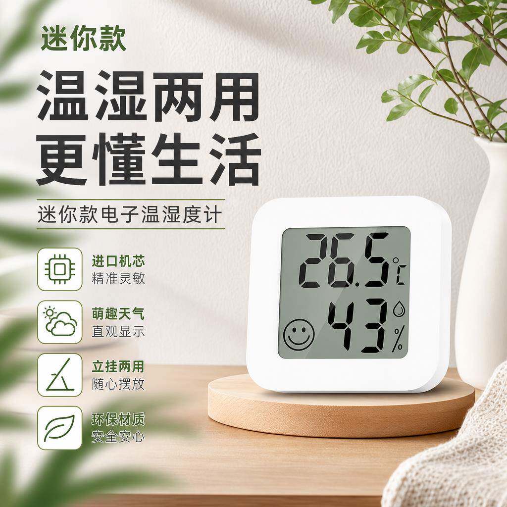 多功能数显温湿度闹钟家用室内室外同步测温卧室桌面壁挂温湿度计