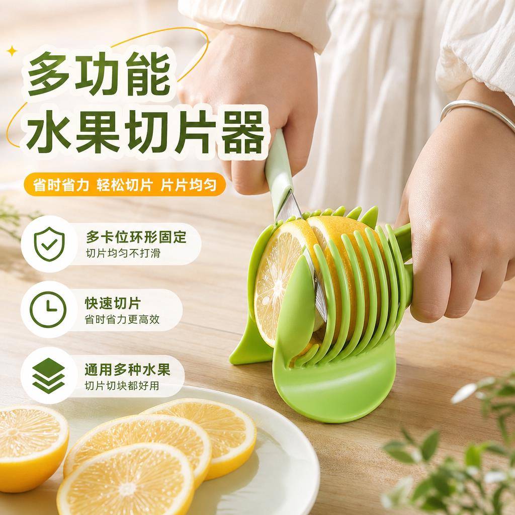 厨房省力果蔬切割器柠檬固定切片夹家用商用通用柠檬分片分离神器