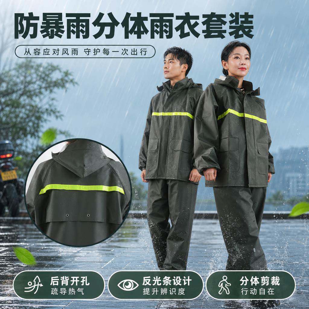 雨衣雨裤套装加厚防大暴雨雨衣两件式男骑行干活户外工地外送骑手