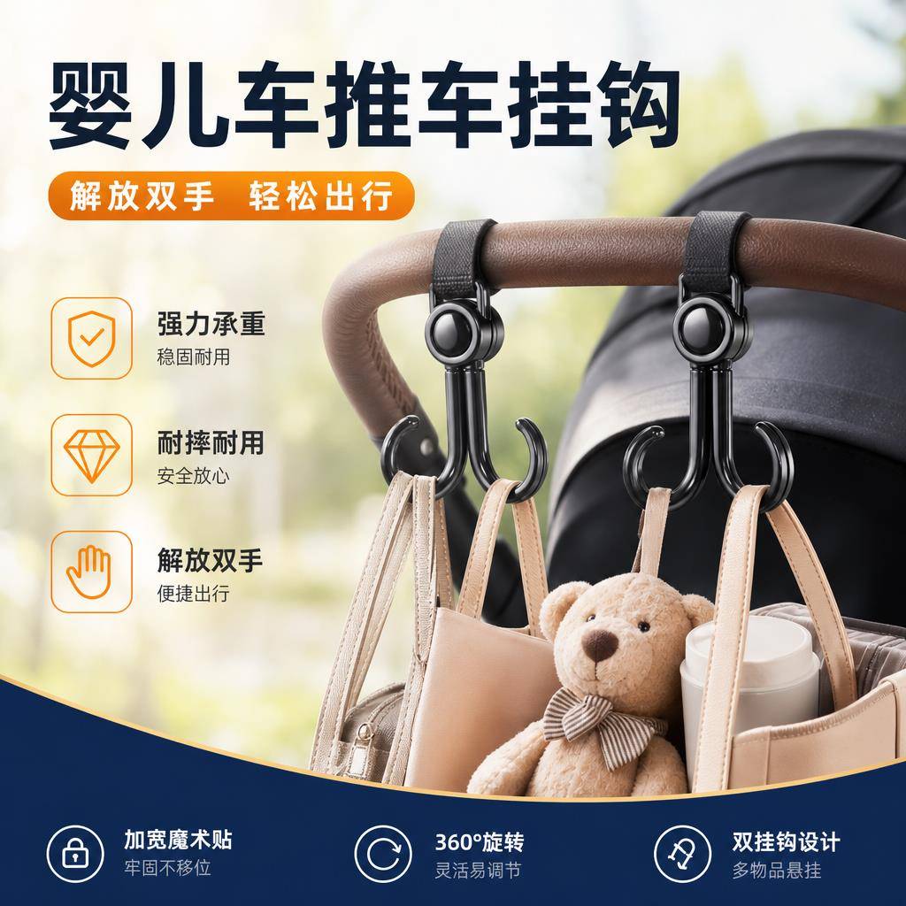 遛娃神器专用多功能挂钩婴儿推车通用挂包钩儿童手推车重物挂扣