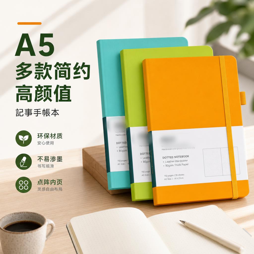 学生专用 A5 绑带记事本自带天气栏目横线内页便携高颜值手写记录笔记本