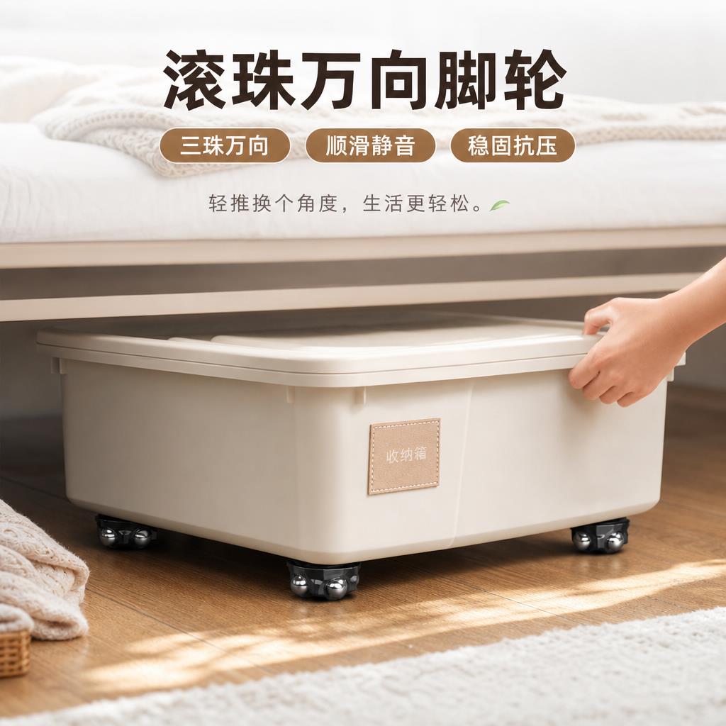 黏贴式万向轮滚珠式轮子脚轮滚轮滑轮底座免打孔茶几家俱角轮家用