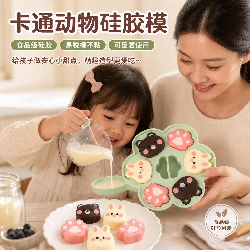 宝宝辅食蒸糕模具婴儿食品级硅胶盒可蒸煮烘焙工具磨具馒头蛋糕