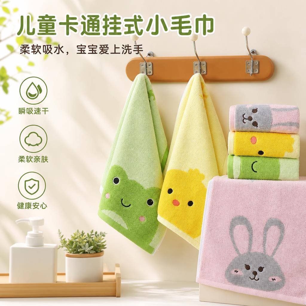 儿童毛巾洗脸专用卡通提花柔软吸水小方巾幼儿园小朋友擦手擦脸巾
