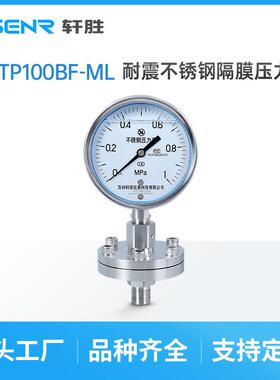 YNTP-100BF全不锈钢螺纹式隔膜压力表法兰耐震不锈钢隔膜压力表