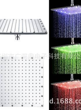 led顶喷不锈钢温控三色方形顶喷七彩发光变色镜面顶喷SDH-F1
