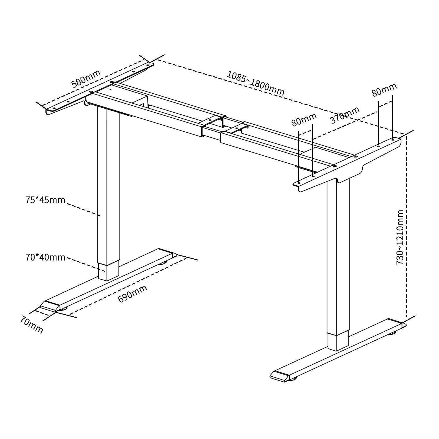双电机电动升降桌腿可调节高度人体工程学家用升降桌桌架电脑桌
