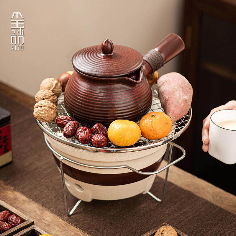 古法围炉煮茶器具家用大容量烤奶茶壶陶瓷罐罐可明火干烧侧把壶