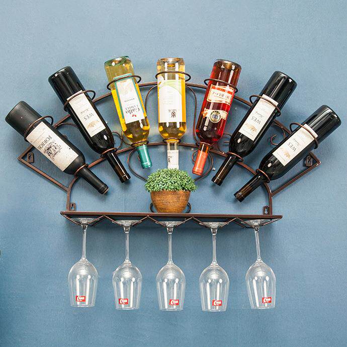 红酒架壁挂式家用墙上酒架子展示架创意置物架红酒杯挂架winerac