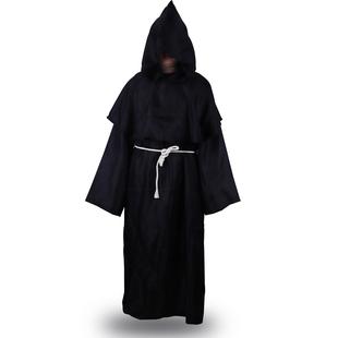 万圣节邪恶黑色传教士法袍化装舞会装扮影视拍摄服饰道具批