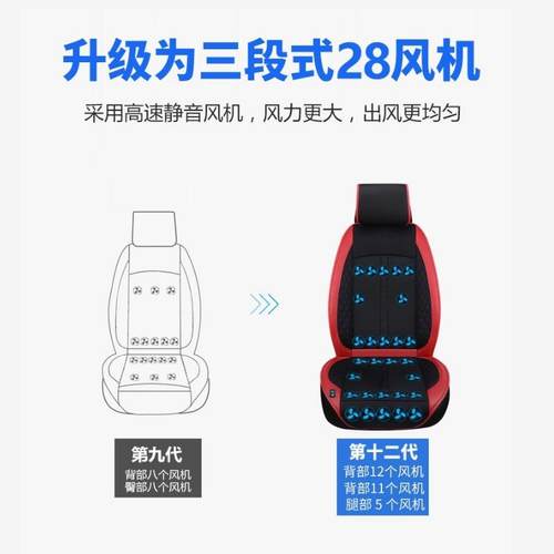 夏季汽车通风坐垫制冷座椅垫夏天冷风透气散热凉垫货车靠背带风扇