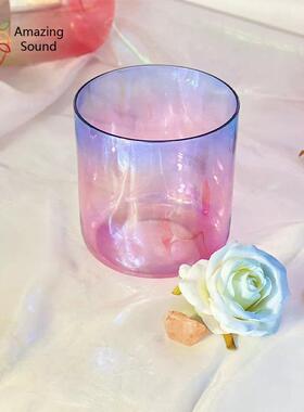 粉色系列渐变青蓝色水晶唱歌碗声音冥想颂钵佛音碗水晶音乐钵