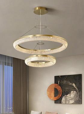 新款简约轻奢水晶吊灯客厅现代高档LED灯饰别墅复式楼大厅豪华灯