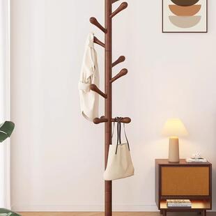实木衣架卧室落地衣帽架挂衣架家用简易立式榉木挂衣杆室内挂包架