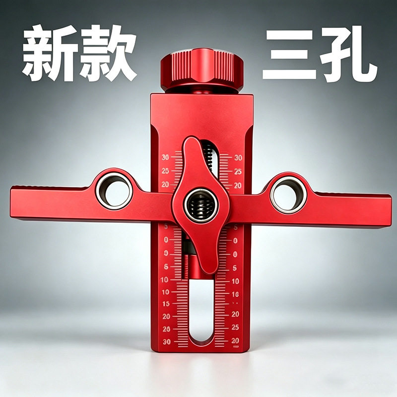 新款三孔柜门安装辅助器吊柜橱柜反弹器门板定位板托开孔柜门安装