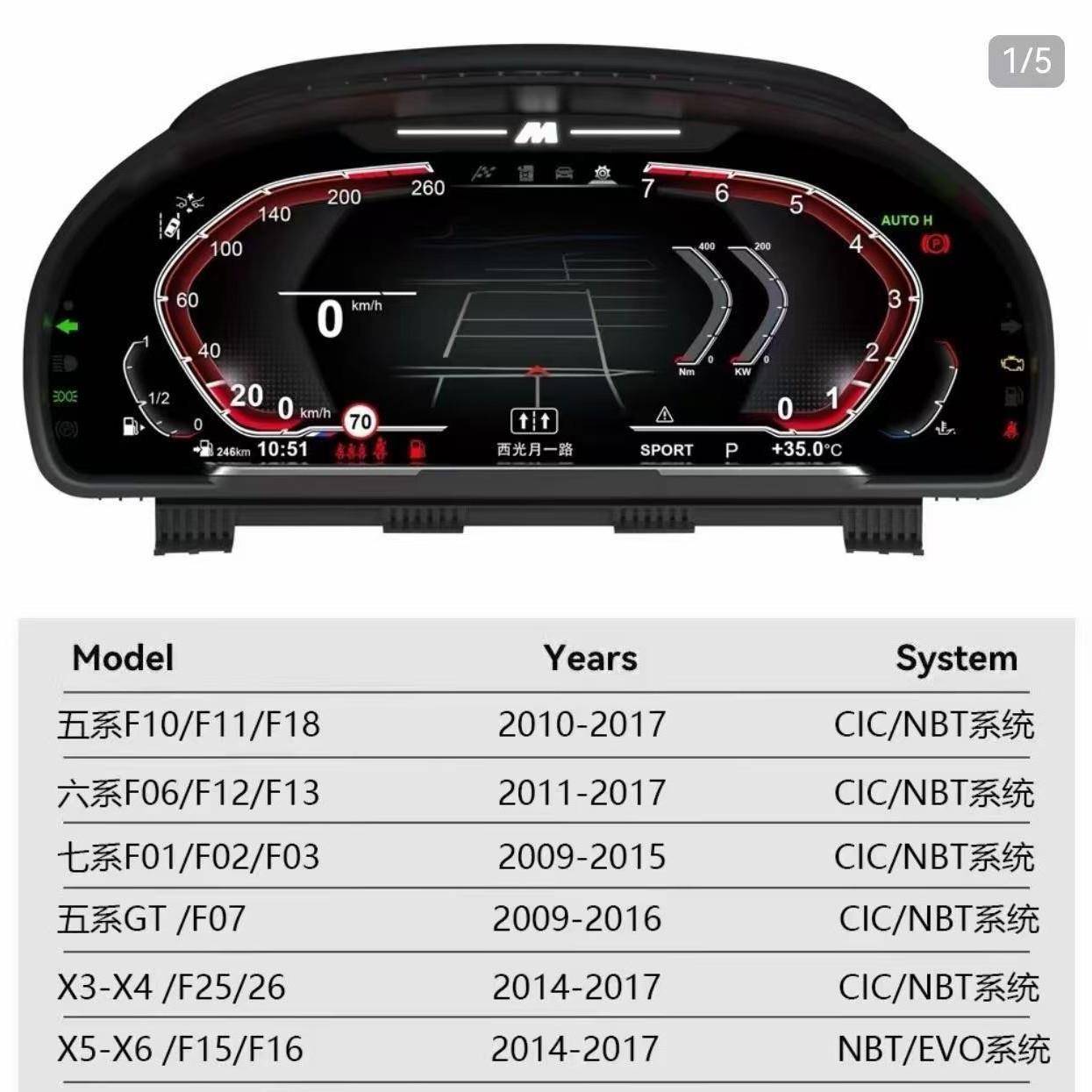 适用于宝马F地盘5系X5X6改装升级液晶仪表盘