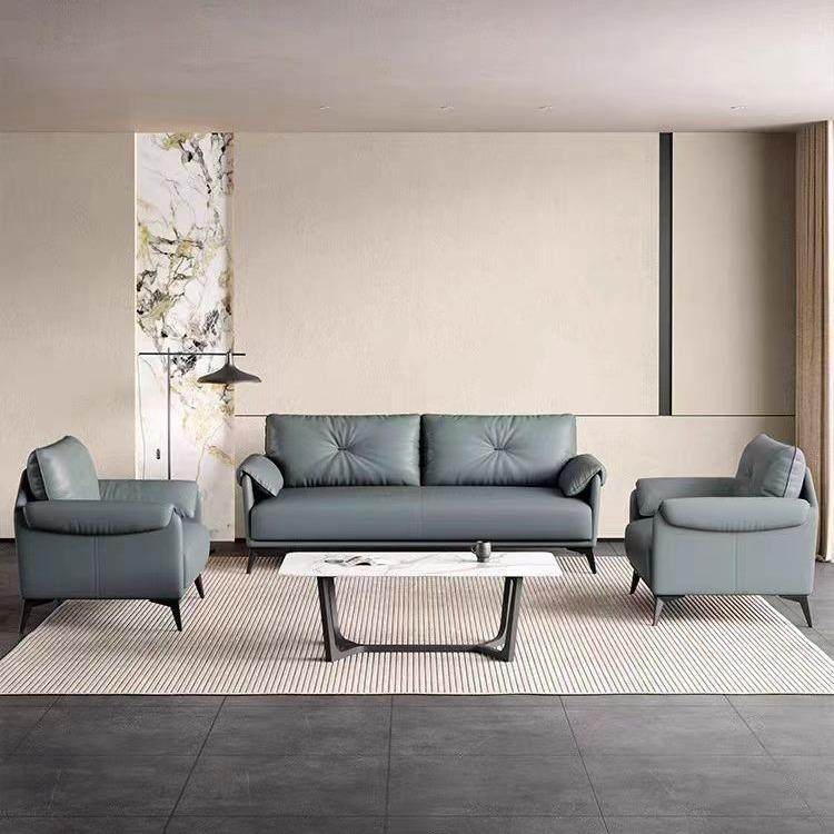 办公真皮沙发单人三人位茶几组合商务酒店沙发接待室简约现代沙