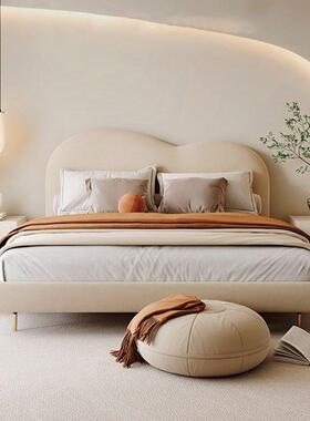 fLE北欧奶油风布艺床现代简约网红云朵床意式极简科技布床儿童床