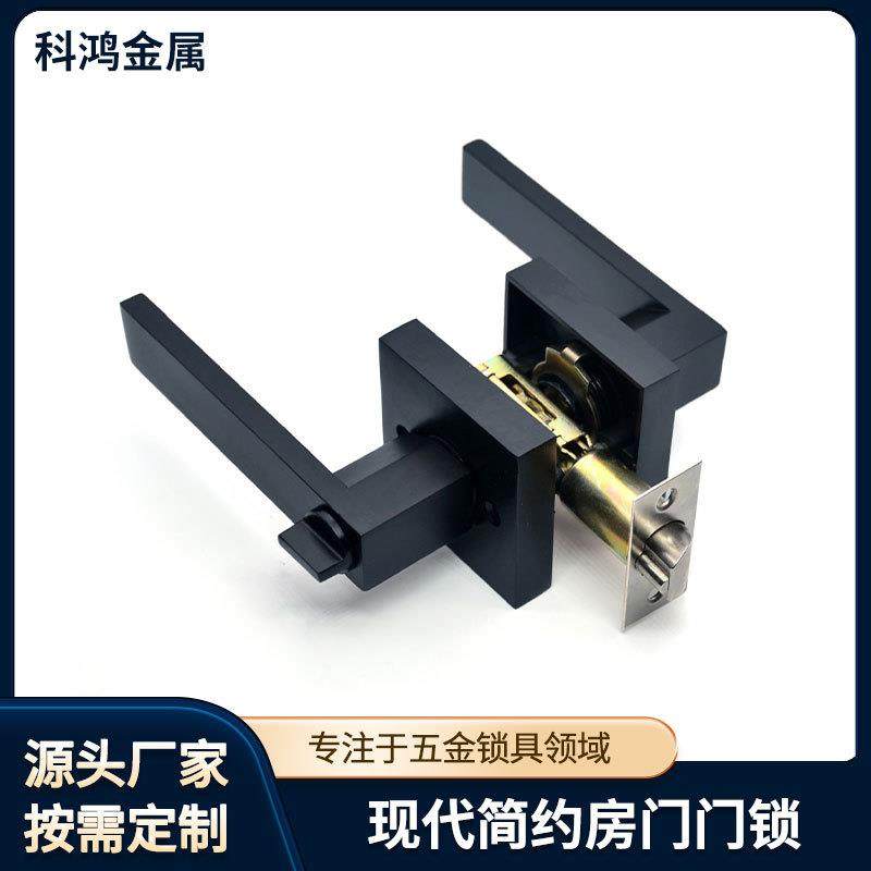 铝合金美式三杆门锁家用卧室入户门卫生间方形单舌把手执手锁