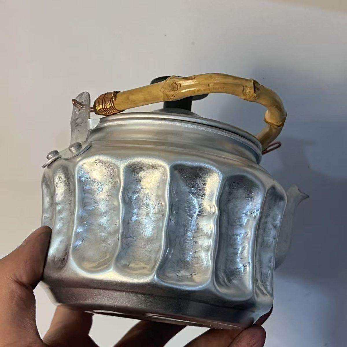 田园风茶具套装手提提梁水壶玻璃手工旧铝壶陶炉老式新款铝壶复古