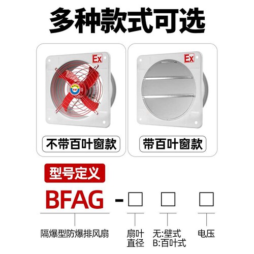 防爆轴流风机BFAG-300/400换气方形排风扇380V工业隔爆型风机220V