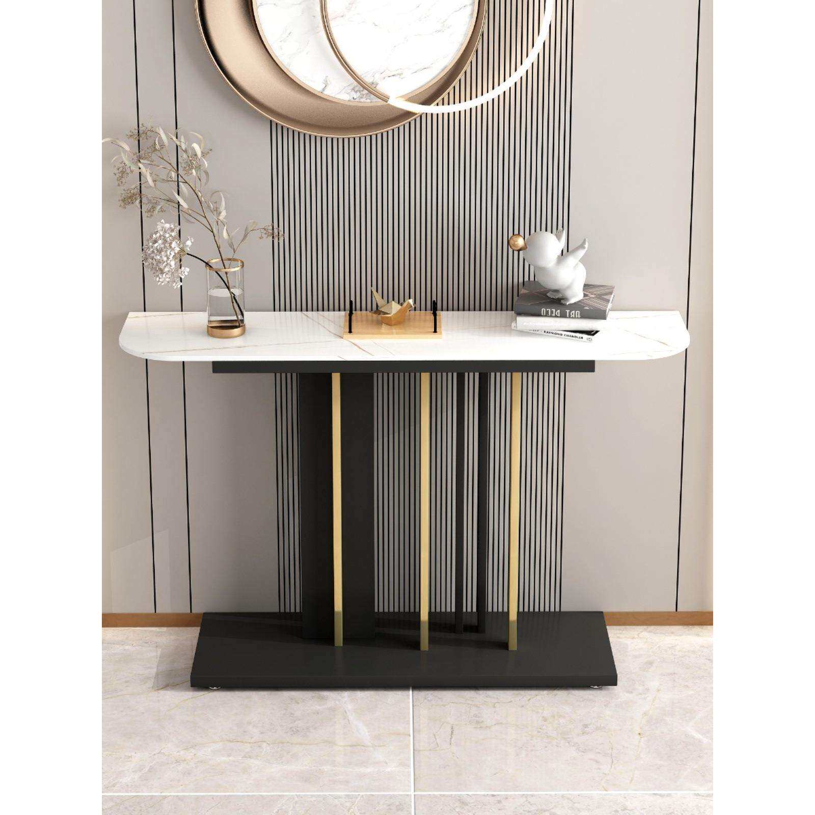 轻奢岩板玄关桌子靠墙新款入门条案客厅门厅案台走廊郭丹长条供桌