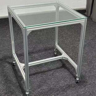 北欧钢化玻璃桌子铝型材餐桌正方形餐厅桌子茶桌现代极简咖啡桌子