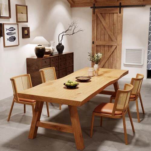 日式实木餐桌鲸鱼餐桌椅组合客厅书桌饭桌家用长方形北欧工作台