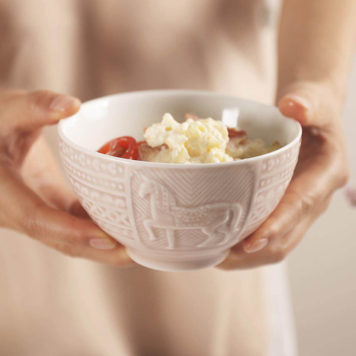 乾唐轩活瓷直销皇家骏马品质陶瓷饭碗6只装家用碗碟套