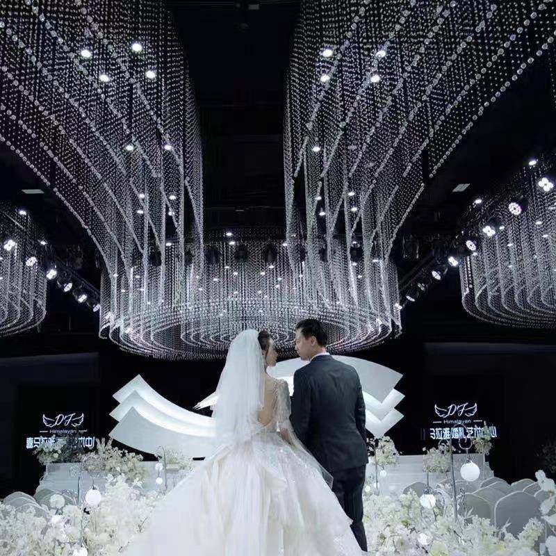 婚庆礼堂水晶灯亚克力流星雨星空渔网灯水晶珠帘艺术挂件星空装饰